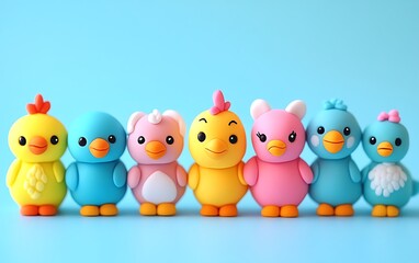 Obraz premium Cute pastel polymer clay birds