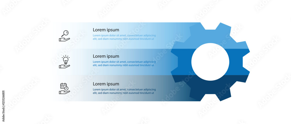 Poster Business template infographic element with gear and 3 step layout suitable for business information and web presentation 