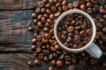 Fototapeta premium A close-up background of roasted coffee beans, generative AI