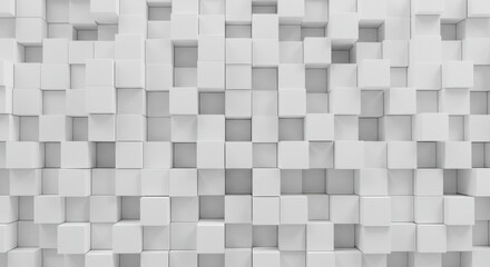 Abstract arrangement of white cubes creating a textured background