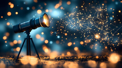 Spotlight illuminating network, bokeh background