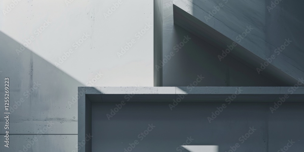 Poster A minimalist layout with a soft slate grey background, Sparse abstract shapes and clean lines, Minimalist editorial design