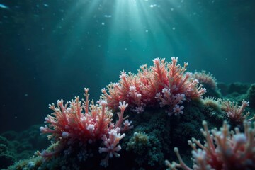 Descripci?n de la superficie de agua turbia con restos de algas y sedimentos, algas, mar misteriosa, oc?ano oscuro