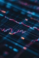Stock market analysis displayed on digital screen, illustrating data trends, financial charts, and trading statistics for investment insights and market forecasting.