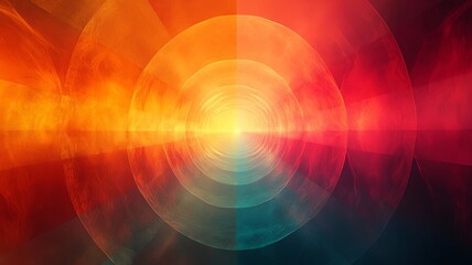 Obraz premium Vibrant abstract light burst with circular patterns, creating a dynamic and energetic background ideal for creative projects and modern designs.