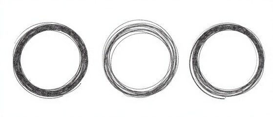 Abstract Hand Drawn Circles - Black Line Art