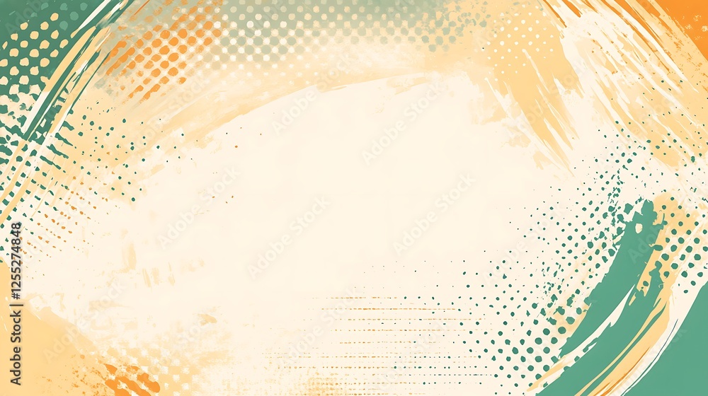 Poster Abstract background with paint strokes and halftone dots.  Possible use graphic design element, web banner