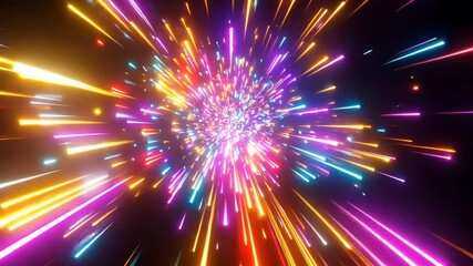 Explosion of colorful light beams radiating from the center with a dark background. Fantasy concept
- Powered by Adobe