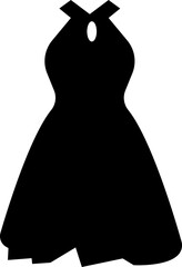 Women black dress icon.Classic luxury dress.Long maxi, full and floor length dress icon.. Elegant evening gown for glamorous evening and cocktail party. Modern design. Flat vector illustration.