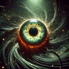 Galactic Eye in Dark Void with Shadow Tendrils