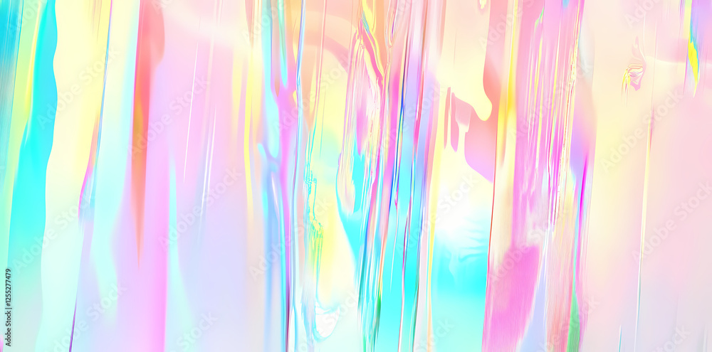 Fototapete colorful pastel rainbow holographic background with vertical lines. abstract digital glitch texture 