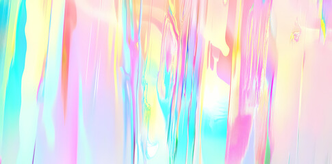 Fototapeta premium Colorful pastel rainbow holographic background with vertical lines. Abstract digital glitch texture for banner, poster, or web design element