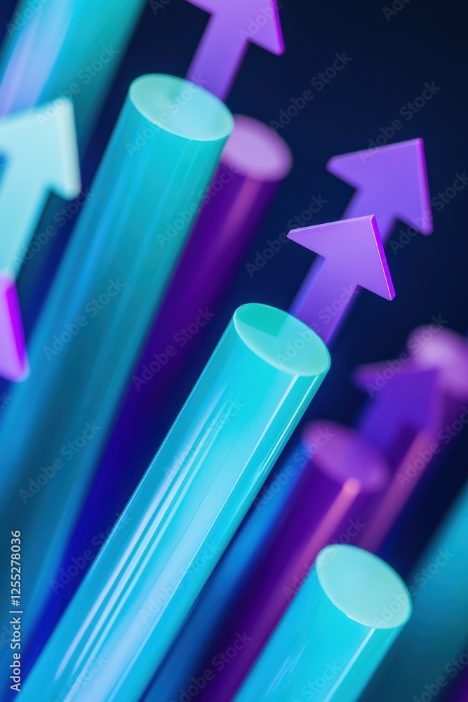 Poster trends in data visualization with vibrant upward arrows representing growth and success in business 