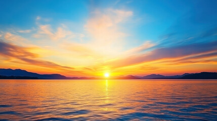 Obraz premium vibrant sunrise over lake with colorful clouds reflecting on water
