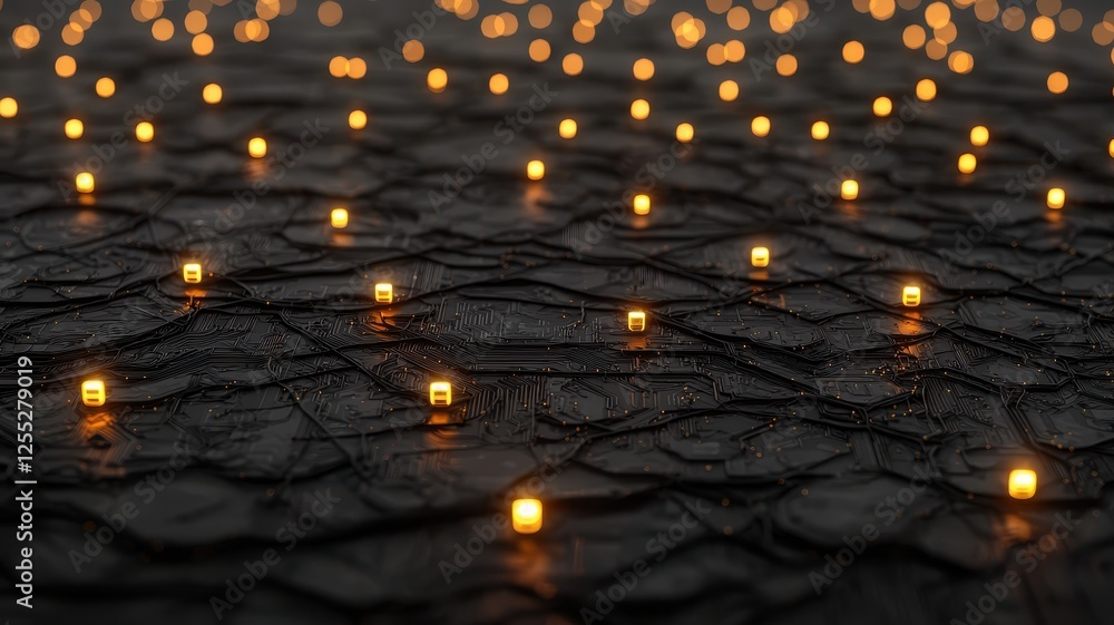 Poster abstract circuit board with glowing lights technology background digital network