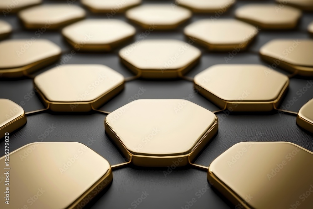 Poster abstract gold hexagon pattern on dark background luxury geometric design 3d render