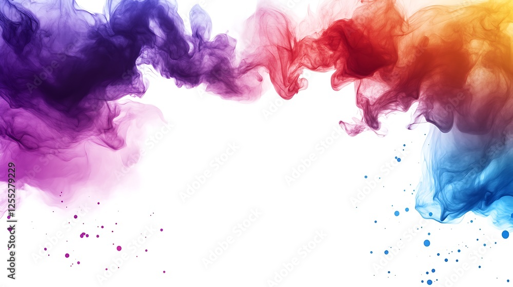 Poster Abstract colorful ink splash on white background. Use for design element