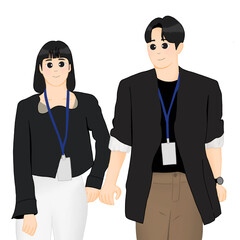 drawing of business woman and man