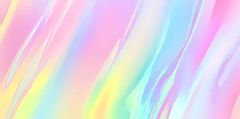Obraz premium Colorful pastel rainbow holographic background with vertical lines. Abstract digital glitch texture for banner, poster, or web design element