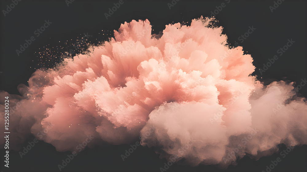 Poster pink and peach splashes merging into a soft circular cloud