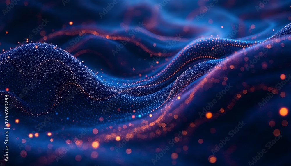 Aufkleber wavy data flow, a futuristic visualization of interconnected digital networks