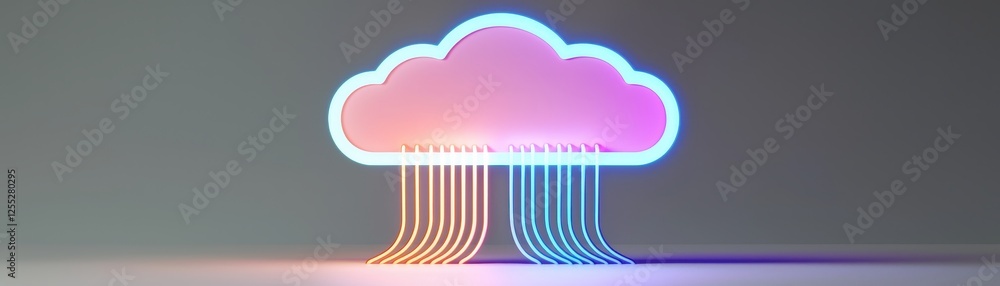 Aufkleber abstract neon cloud computing data network concept illustration