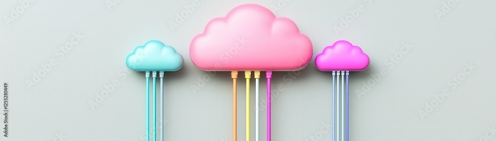 Poster colorful cloud computing concept data storage network and connectivity