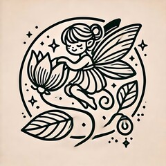 Whimsical Fairy on Moonflower Icon