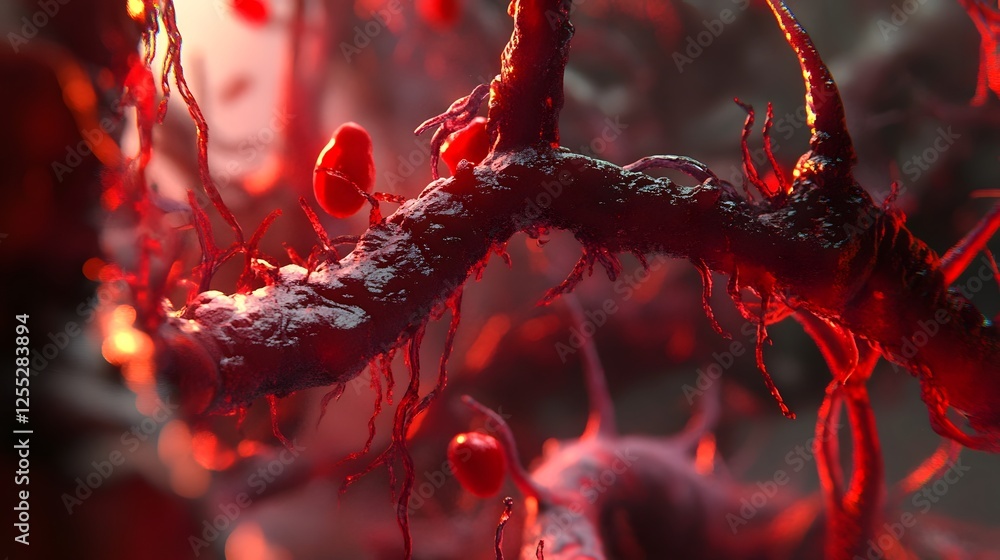 Fototapete A surreal and image depicting a tangled fiery forest with intricate fractal patterns glowing branches and a sense of intense mysterious energy  The vibrant chaotic composition creates a striking