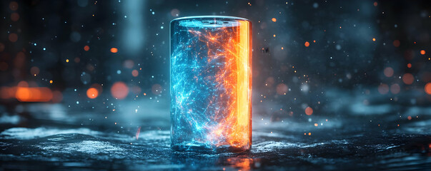 Glowing Cylinder, Night, Sparks, Energy