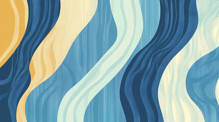 Abstract Wavy Pattern with Blue and Gold Tones