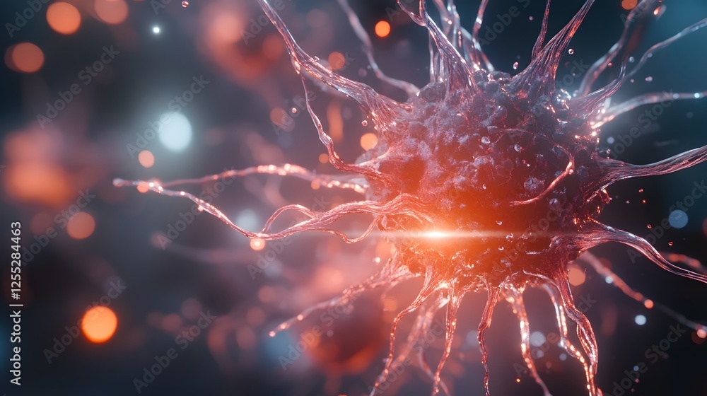 Aufkleber Abstract of a complex neural network firing synaptic impulses and signals within the human brain representing the intricate connections and communication of the nervous system