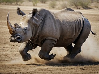Obraz premium Majestic Rhinos in Their Natural Habitat Wildlife Photography of Endangered African Species
