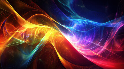 pulsating wave of vibrant abstract technology, showcasing colorful light trails and dynamic patterns that evoke sense of energy and movement