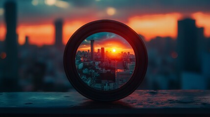Landscape reflection from camera lens