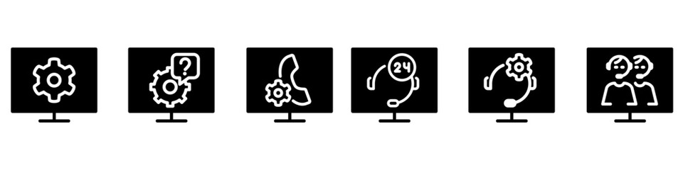 Technical support vector icon set. operator illustration sign collection. online symbol.
