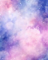 Galaxy space sky background stars cosmic nebula dreamy watercolor painting in pastel purple and pink tones  
