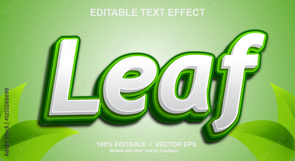 Poster leaf 3d vector text effect with modern style design