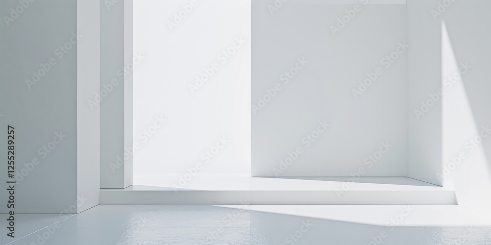 Poster A minimalistic aesthetic featuring a stark white backdrop, Abstract minimalistic design with geometric shapes, Contemporary minimalist style