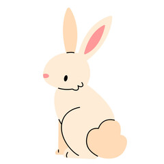 Cute sitting bunny isolated on white background. Vector flat illustration.