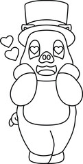 Pig Groom Cylinder Wedding Animal Vector Graphic Art Illustration