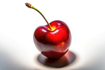 A single, illuminated cherry blossom glows against a dark background, its delicate beauty captured in exquisite macro detail.