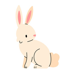 Cute sitting bunny isolated on white background. Vector flat illustration.