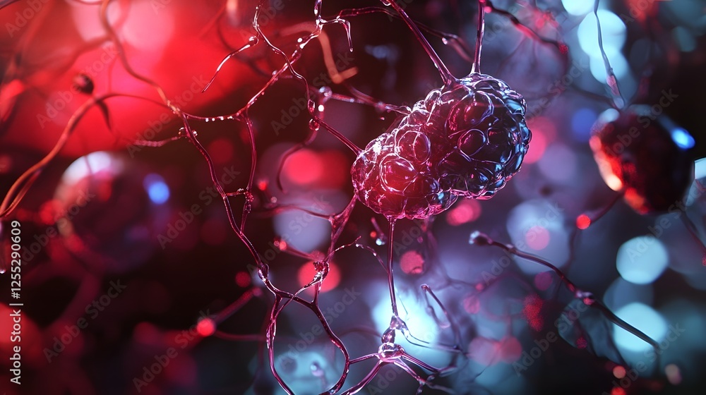 Fototapete Captivating abstract microscopic image showcasing the intricate and vibrant organic patterns and structures found in the world of biology and biotechnology