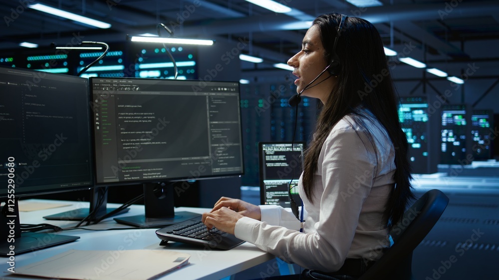 Poster data center call center agent responsible for providing logistics support to businesses. worker in s