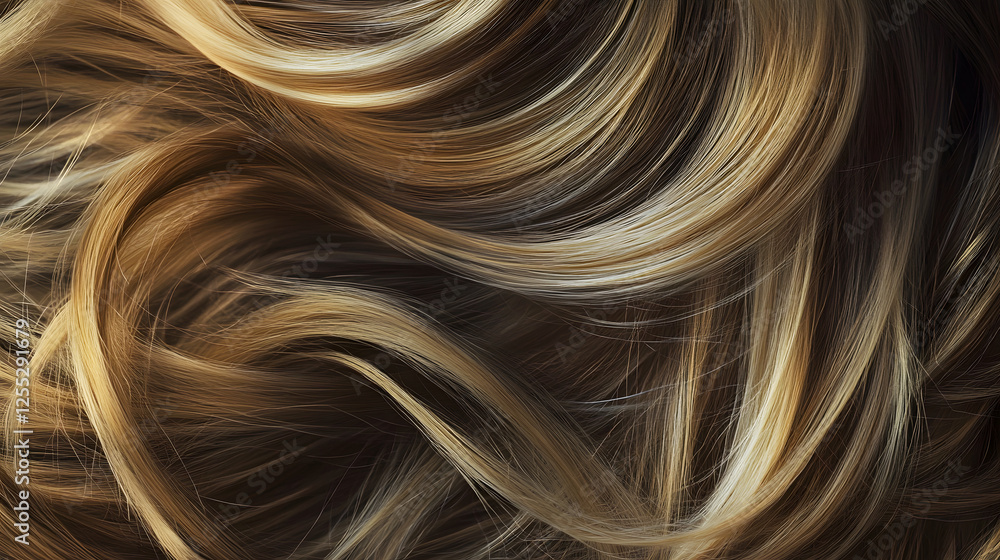 Leinwandbilder Captivating cascade of flowing tresses in a harmonious blend of blond and brown hues creating a mesmerizing and enchanting visual experience  The dynamic movement and soft