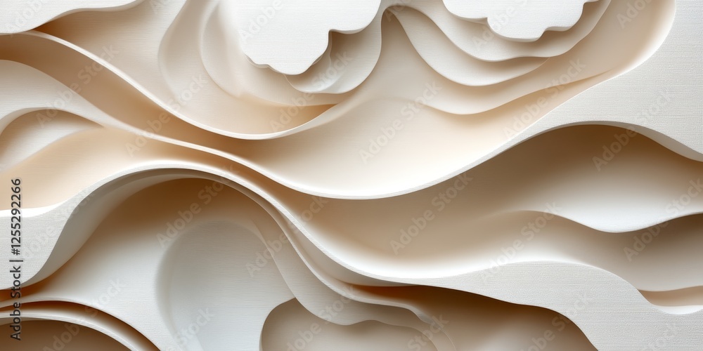 Poster abstract 3d seamless pattern of flowing waves, minimalist design background in pastel colors.