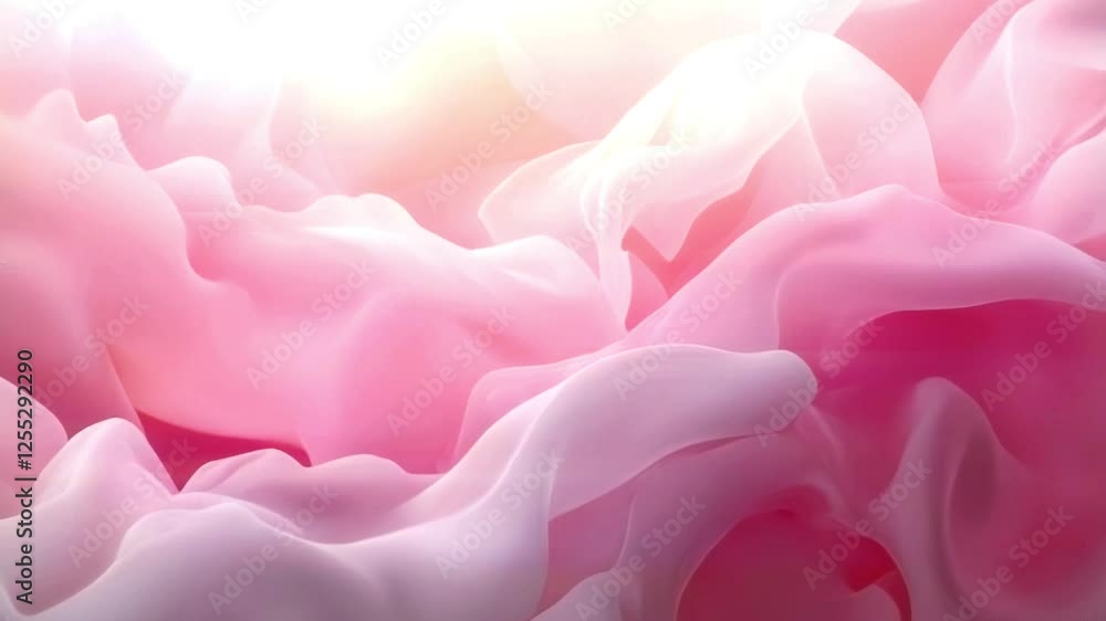 Poster Abstract animation of pink flowing fabrics with soft lighting. The composition is done in a minimalist style with emphasis on smooth lines and subtle gradients