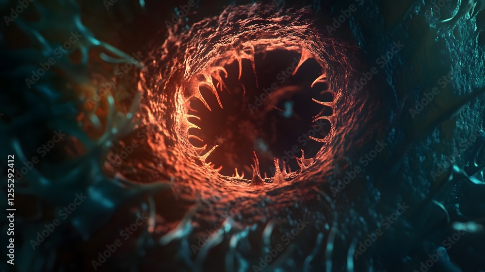 Aufkleber Captivating Cellular Fractal Vortex   Mesmerizing Futuristic Digital Abstraction with Vivid Neon Colors Intricate Patterns and a Sense of Otherworldly Transformation