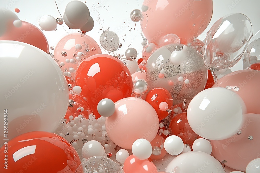 Poster colorful spheres and bubbles create a vibrant display of art in modern design studio